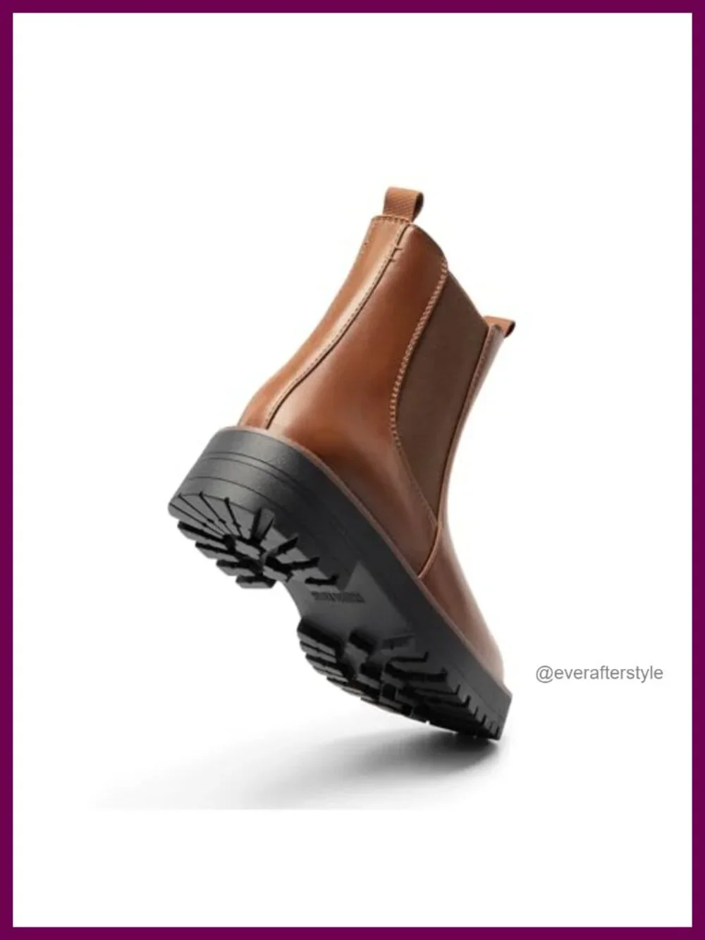 Faux Leather Chelsea Ankle Boots Square Toe Low Heel Lug Sole Platform Booties - Picture 3 of 6